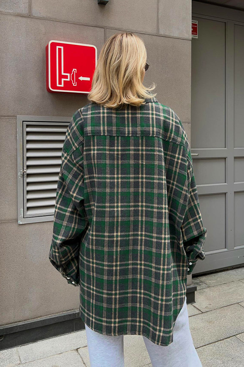 Plaid Striped Mid-Length Blouse