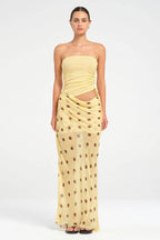 Strapless Polka Dot Patchwork Slim Maxi Dress