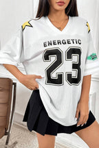 Loose Street Print Color Block Sporty T-Shirt