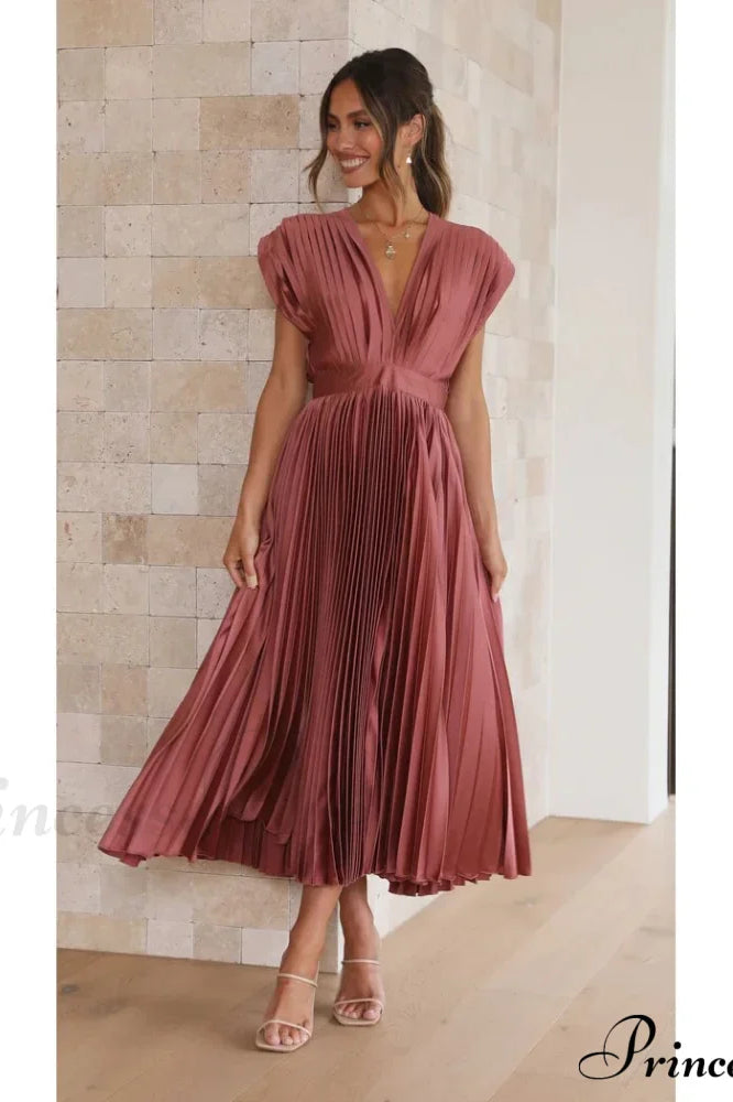 Loose Zipper Trendy Pleated Party Dress
