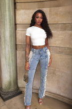 Y2K Lace Up High Rise Bodycon Jeans