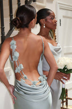 Satin Cami Backless Slim Fit Prom Dress