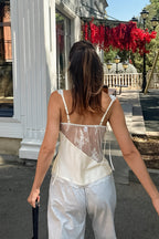 V Neck Lace Up Cinched Cami Top