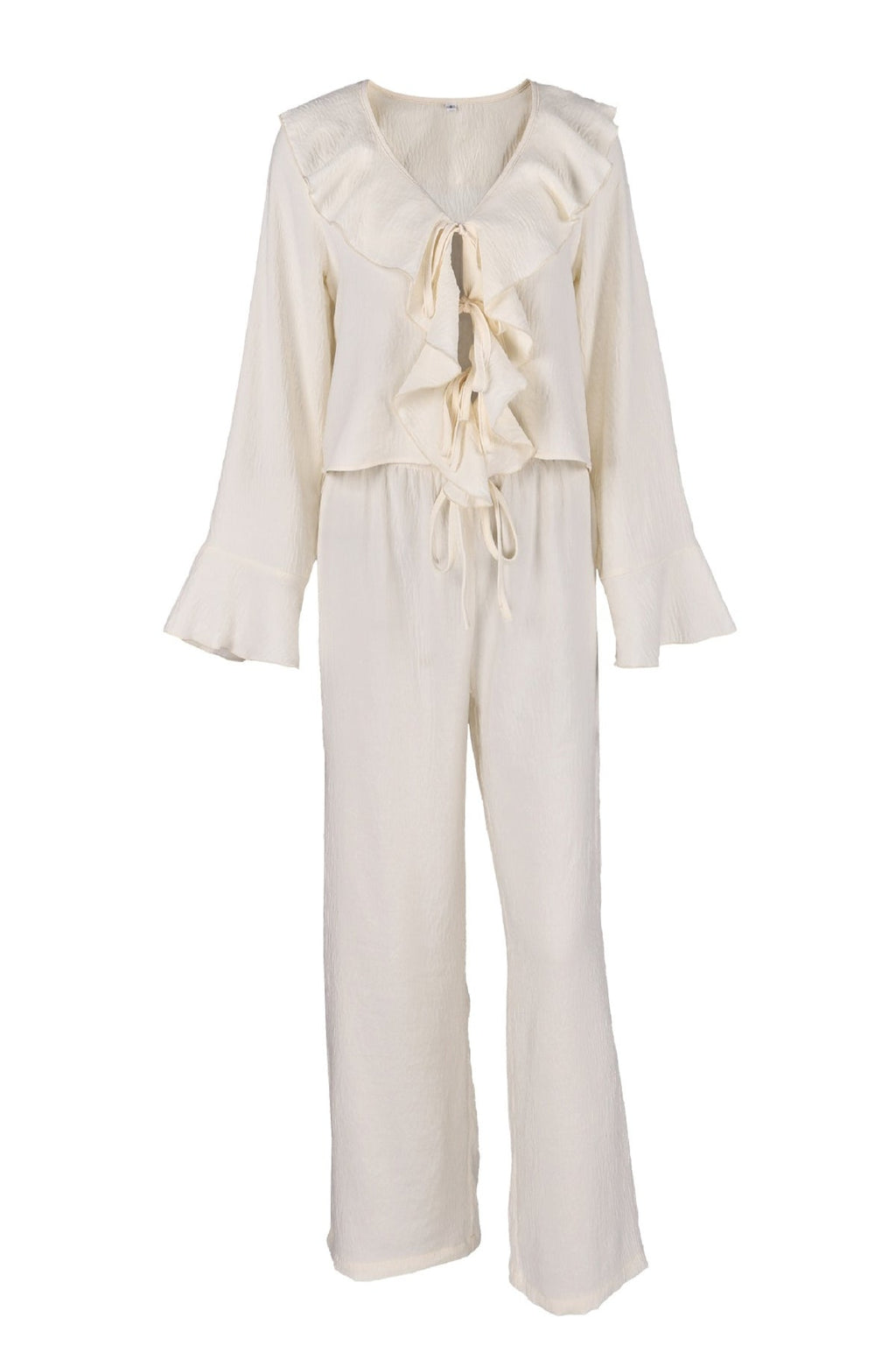 Elegant Ruffle Wide Leg Two Piece Set