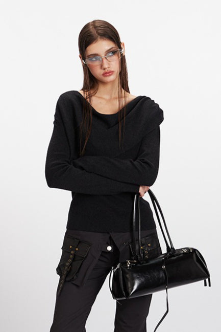 Cowl Neck Fitted Knit Top