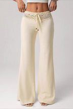 Splice Lace Waist Flared Pants