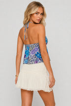 Leopard Floral Tie Halter Top