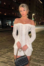 Off-Shoulder Lace Bodycon Boho Dress