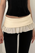 Ruffle Fold Waist Knit Flared Pants