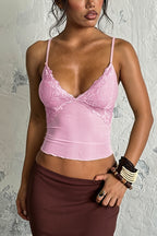 V Neck Lace Slim Cami Top