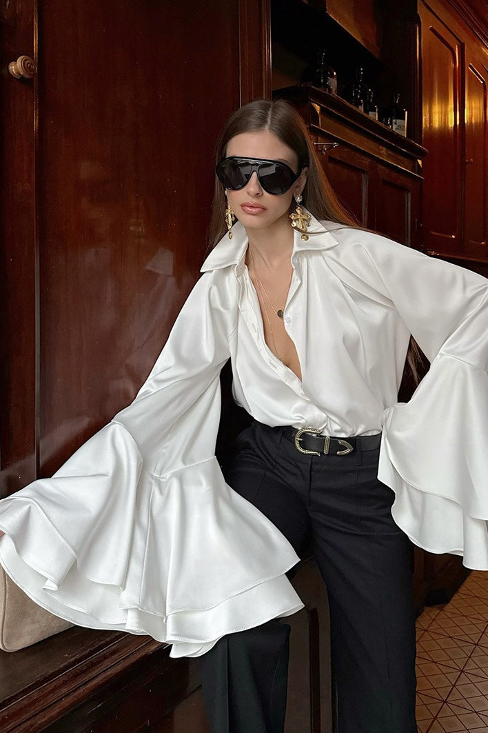 Satin Long Sleeve Elegant Blouse