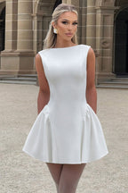 Solid Sleeveless Backless Mini Dress