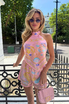 Ethnic Print Halter Loose Two Piece Set