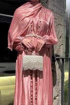Shimmer Tulle Inner Skirt Outer Headscarf Three Piece Prom Dress