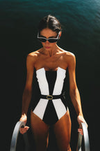Solid Contrast Bikini Swimsuit One Piece Swimwear