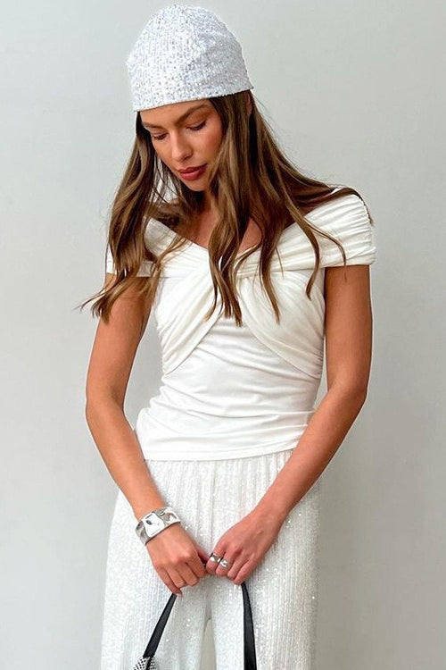 Elegant Off Shoulder Twist Blouse