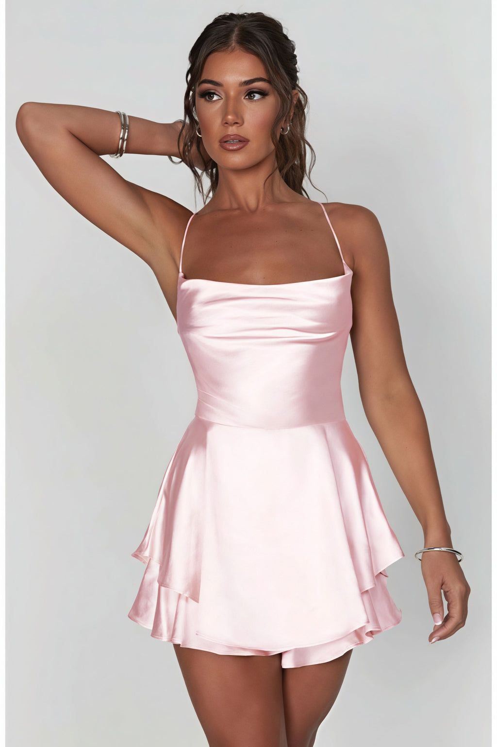 Slim Solid Color Backless Cami Mini Dress