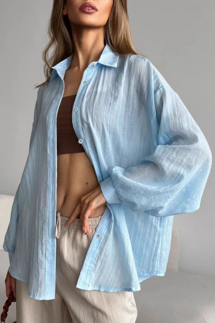 Solid Casual Long Sleeve Blouse