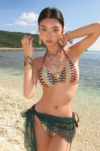 Boho Crochet Bikini Two Piece Lace Up Sets