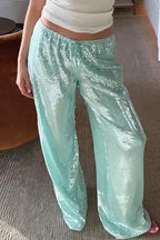 Sequined Wide Leg Casual Pants