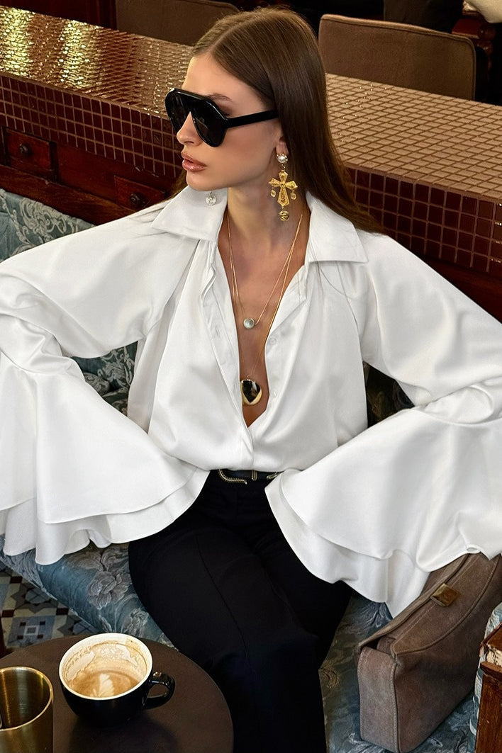 Satin Long Sleeve Elegant Blouse
