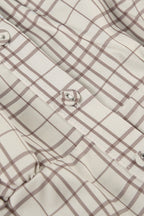 Fitted Waist Plaid V Neck Button Front Short Blouse
