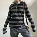 Fairy Grunge Knit Oversized Striped Long Sleeve Crewneck Top