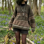 Fairycore Grunge Striped Print Sweater