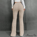 Fall Solid Wide Pit Stripe Casual Knitted Warm Streetwear Pants