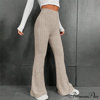 Fall Solid Wide Pit Stripe Casual Knitted Warm Streetwear Pants
