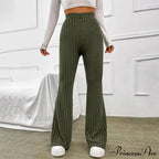 Fall Solid Wide Pit Stripe Casual Knitted Warm Streetwear Pants