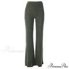 Fall Solid Wide Pit Stripe Casual Knitted Warm Streetwear Pants