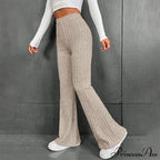Fall Solid Wide Pit Stripe Casual Knitted Warm Streetwear Pants
