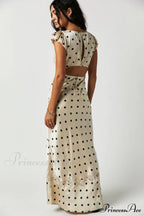 Babe Lace Charming Polka Dot Maxi Dress