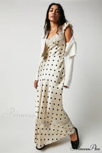 Babe Lace Charming Polka Dot Maxi Dress