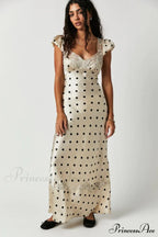 Babe Lace Charming Polka Dot Maxi Dress