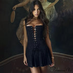 Bandage Backless Pleated Dress Mini