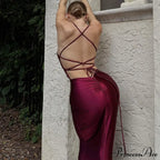 Bandage Spaghetti Strap Sleeveless Ruched Maxi Dress