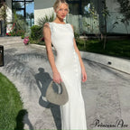 Button Knitted Sleeveless Slit Summer Elegant Solid Vestido Midi Dress