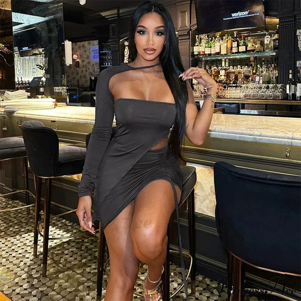 Drawstring Ruched Slim Skirt Mini Dress