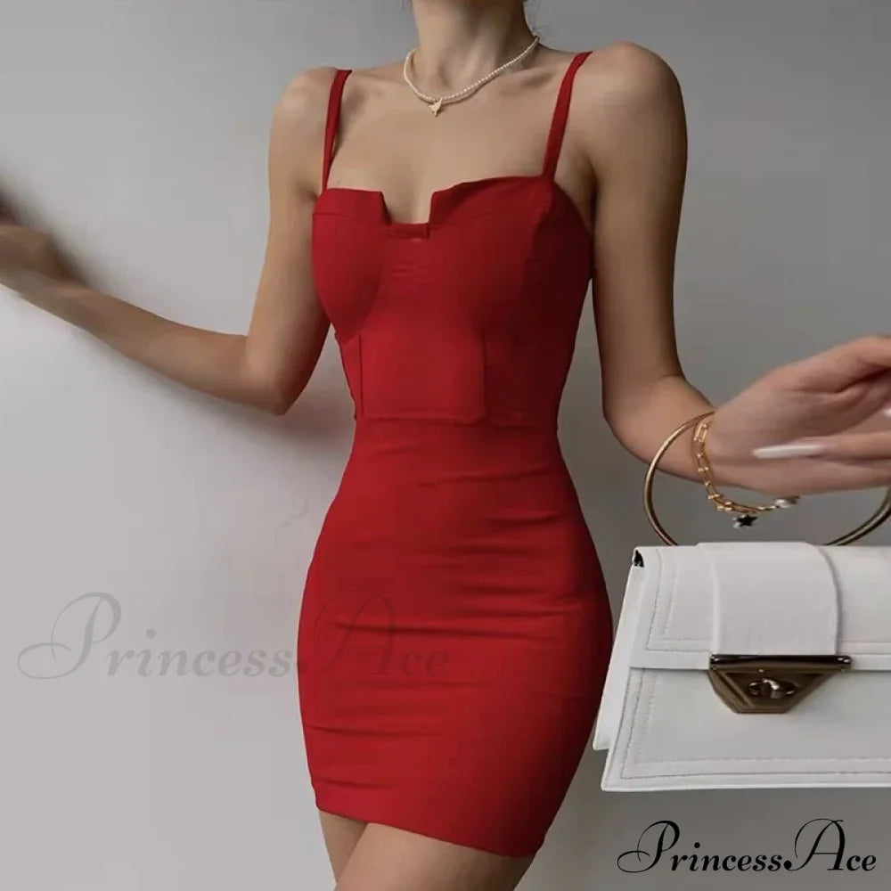 Elegant Patch Slim Fit Spaghetti Strap Backless Mini Dress