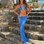 Gradient Print Bikini Three Piece Swimsuit