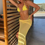 Gradient Print Bikini Three Piece Swimsuit