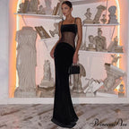 Mesh Sheer Sleeveless Backless Party Maxi Dress