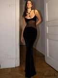Mesh Sheer Sleeveless Backless Party Maxi Dress