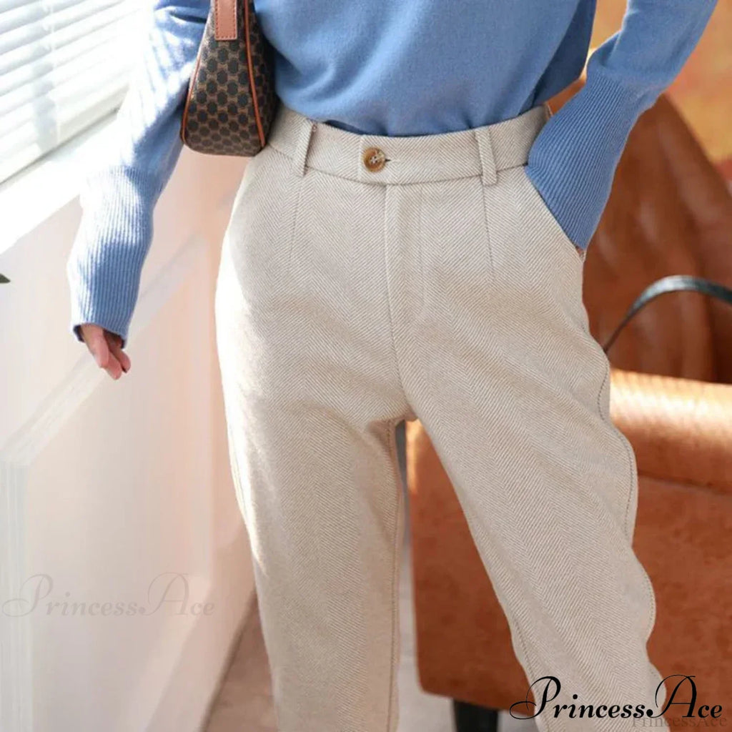 Office Wear High Waist Harem Pencil Trousers Autumn Winter Pants