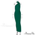 One Shoulder Elegant Long Sleeve Split Maxi Dress