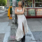Polka Dots Draped Backless Maxi Dress