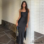 Polka Dots Draped Backless Maxi Dress