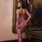 Print Bandage Corset Long Sleeve Fall Lace Clothes Midi Dress